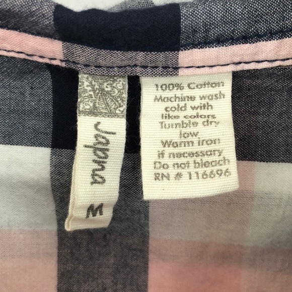 Japna Pink and Blue Plaid Button up SIZE Medium - Picture 3 of 3